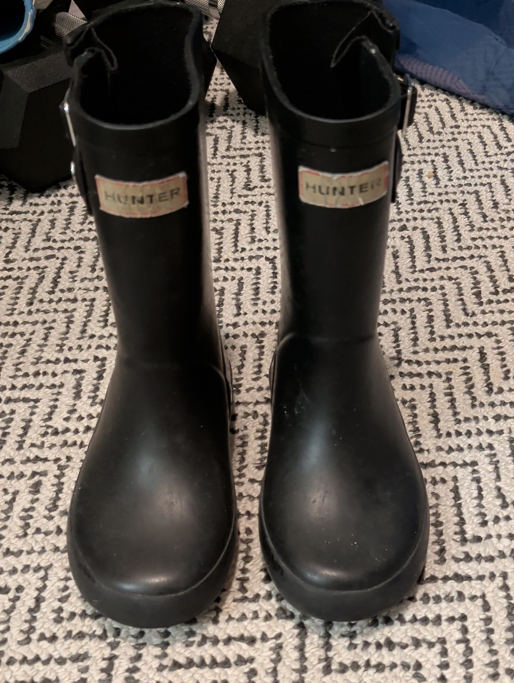 Hunter Kids Black Rain Boots with Buckle